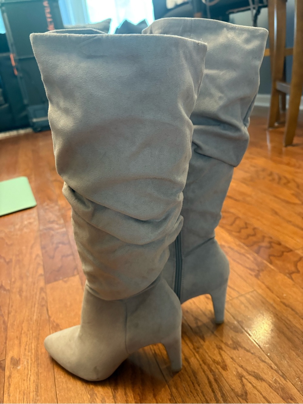 Christian Siriano Taupe Slouch Knee High Heeled Boots Size 8